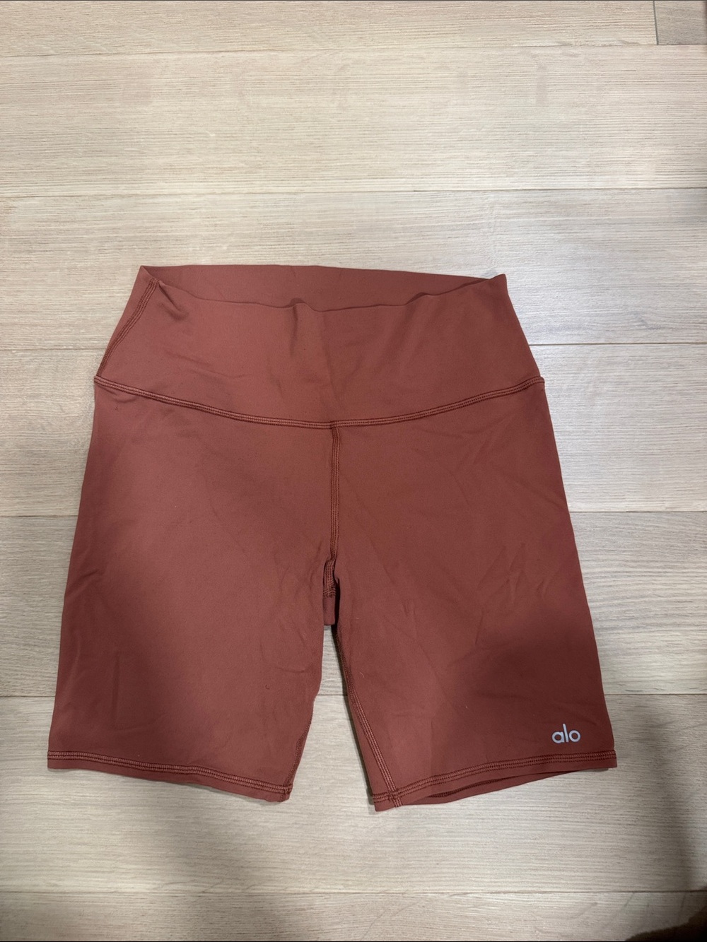 ALO Yoga High-Waist Rust-Colored Bike Shorts